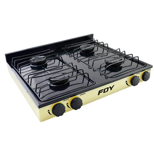 Estufa De Gas 4 Quemadores De Acero Inoxidable Color Beige Foy Ds