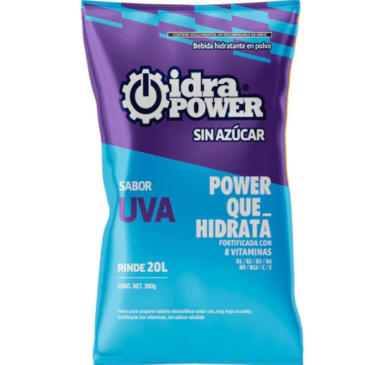 Bebida hidratante 200 g. sabor Uva sin azucar para 20 lts Idrapower IP76120