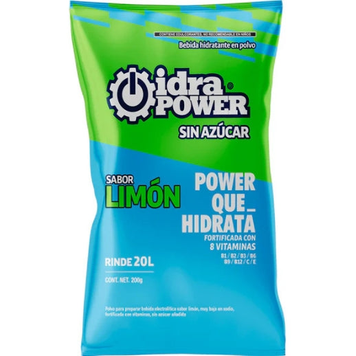 4683-Bebida Hidratante 200 G. Sabor Limon Sin Azucar Para 20 Lts 76277 Idrapower