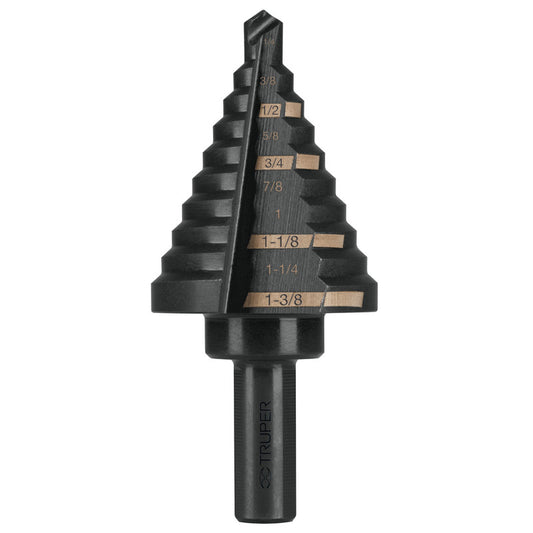Broca Escalonada Óxido Negro 10 Escalones 1/4' A 1-3/8" 12126 Truper