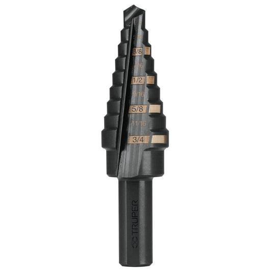 Broca Escalonada Óxido Negro 9 Escalones 1/4' A 3/4' 12123 Truper