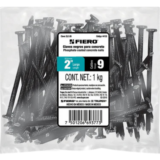 Bolsa Con 1 Kg De Clavos Para Concreto Negros 2' Fiero 44133 Truper