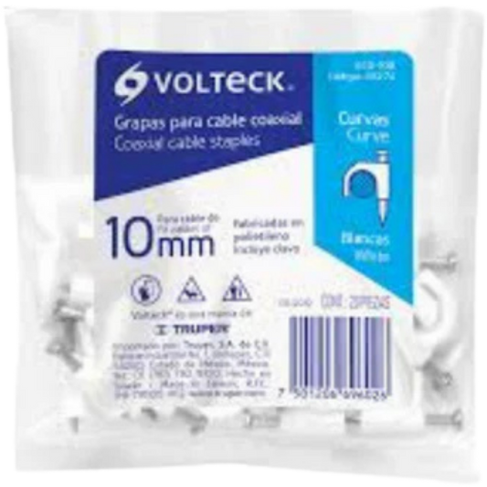 Bolsa Con 20 Grapas Blancas De 10 Mm Para Cable Redondo 48274 Truper