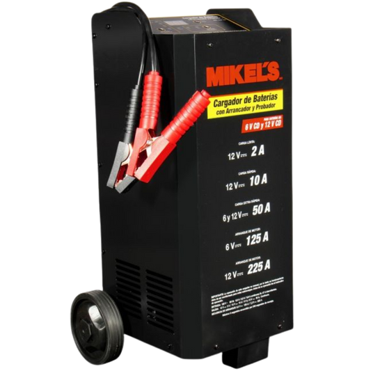 Cargador Baterías Con Arrancador Probador Y Amperímetro 2/10/50/125/225 Amp CBAP-225 Mikels