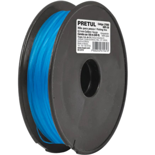 Carrete Con 100 M De Hilo Para Pesca Azul Calibre 1.00 Mm 27067 Truper