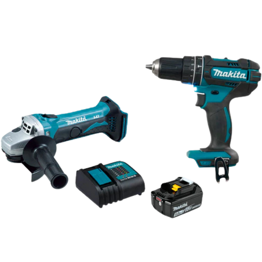 Combo Mini Esmeriladora Dga452 Y Rotomartillo Dhp482 18V Con Cargador Y Batería DLX2401ST Makita