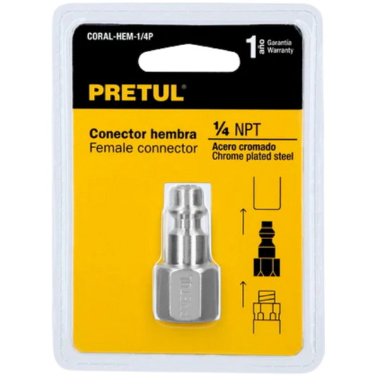 Conector Rápido Tipo M Cuerda 1/4 Npt Hembra Pretul 27022 Truper