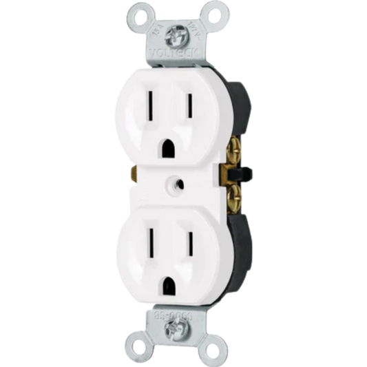 Contacto Dúplex 2 Polos 3 Hilos Standard Blanco Volteck 49710 Truper