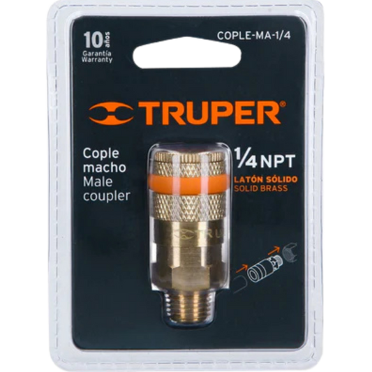 Cople De Latón Cuerda 1/4 Npt Macho 19085 Truper