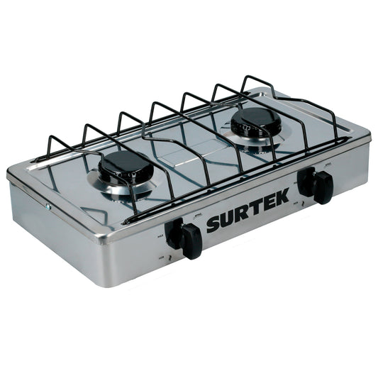 Estufa De Gas 2 Quemadores De Acero Inoxidable Surtek DS