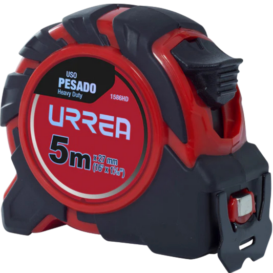 Flexómetro Con Carcasa De Caucho Anti-Impacto 5 M X 27 Mm 1586HD Urrea