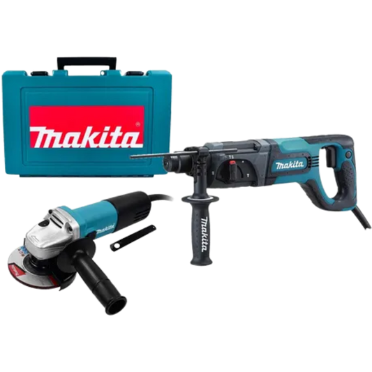 COMBO DE HERRAMIENTAS, incluye MARTILLO ROTATIVO 780W 24mm (1") HR2475 + ESMERIL (4 1/2"). (ANTES MAKHR2475X4)