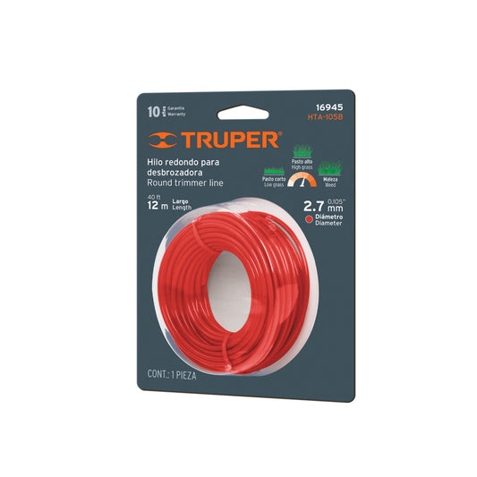 Rollo De Hilo Para Desbrozadora 2.7 Mm X 12 M 16945 Truper