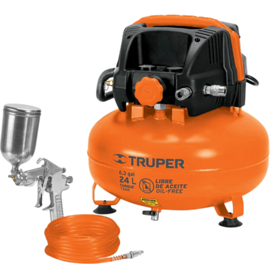 Kit Comp Libre De Aceite 24 L 2-2/3 Hp Pipi-420 Y Manguera 101428 Truper