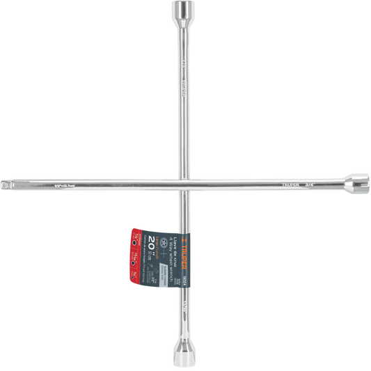 Llave De Cruz 20' Pulida Y Cromada Con Entrada Cuadro 1/2' 18024 Truper