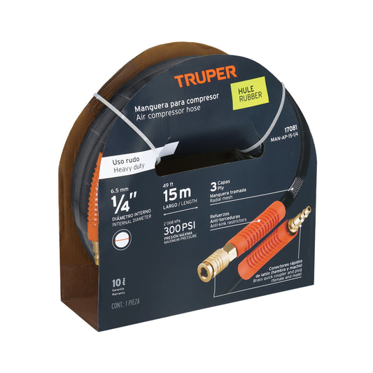 Manguera De Hule Para Compresor 15 M X 1/4' 17081 Truper