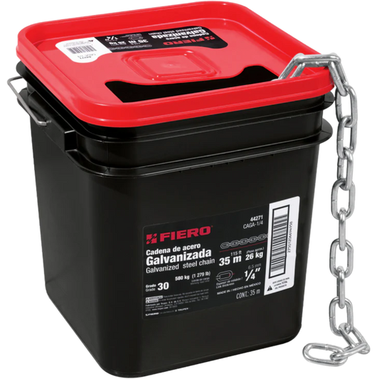 Metro De Cadena Galvanizada De 1/4' 35 M (26 Kg) En Cubeta Fiero 44271 Truper