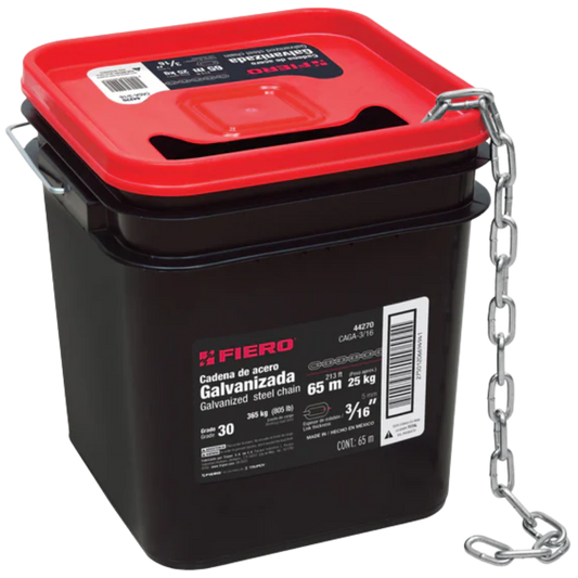 Metro De Cadena Galvanizada De 3/16' 65 M (25 Kg) En Cubeta Fiero 44270 Truper