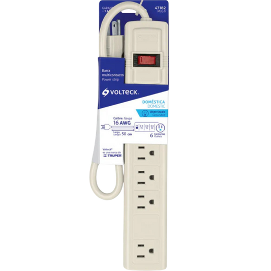 Multicontacto 16 Awg Uso Rudo Con 6 Entradas Volteck 47182 Truper
