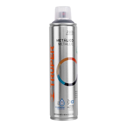 Pintura En Aerosol Cromo Metálico Bote Esbelto 400 Ml 19053 Truper