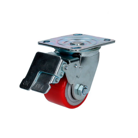 Rodaja De Fierro Con Poliuretano Rojo Giratoria Con Freno 3" Surtek DS