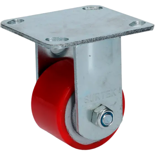 Rodaja De Fierro Con Poliuretano Rojo Fija 3" RP7F Surtek