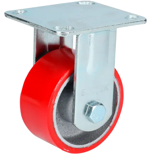 Rodaja De Fierro Con Poliuretano Rojo Fija 4" RP10F Surtek