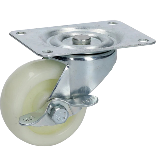 Rodaja De Polipropileno Blanca Giratoria Con Freno 2-1/2" RN6B Surtek