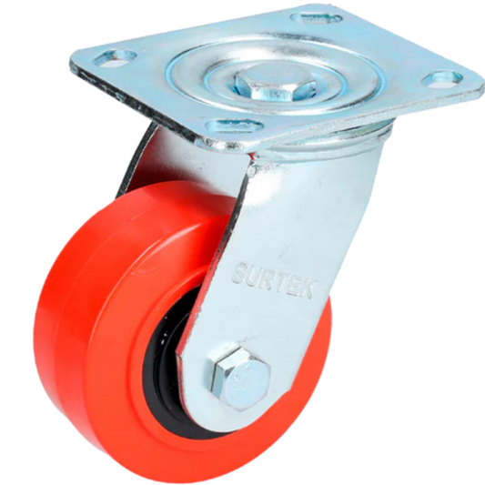 Rodaja De Poliuretano Rojo Giratoria 4" RR10G Surtek