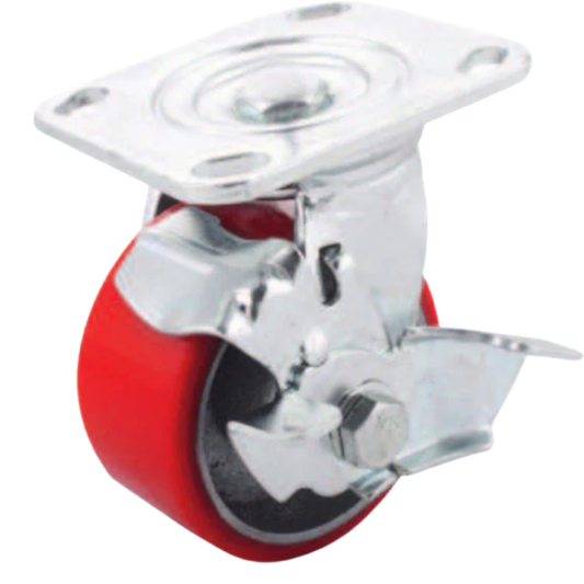 Rodaja Fierro Vaciado Con Poliuretano Giratoria Roja Con Freno 6 X 2" Y-1044-152 Weston