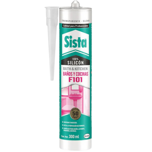 Silicón Sista F101 Baños Y Cocinas Transparente 300 Ml 1770913 Henkel