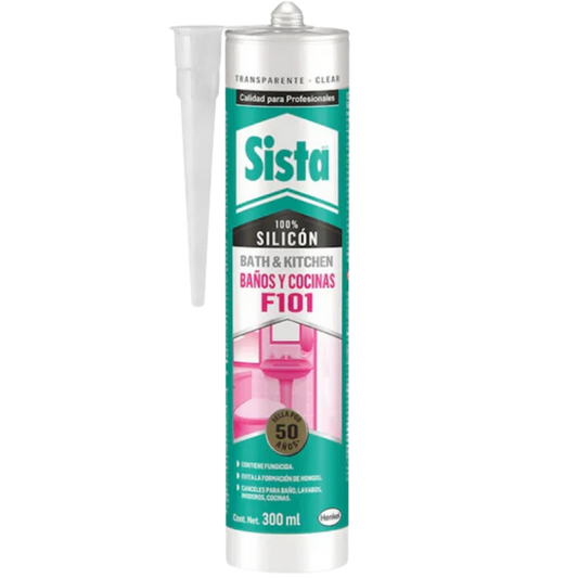 Caja Con 12 Pzs - Silicón Sista F101 Baños Y Cocinas Transparente 300 Ml 1770913 Henkel $108.34 C/U