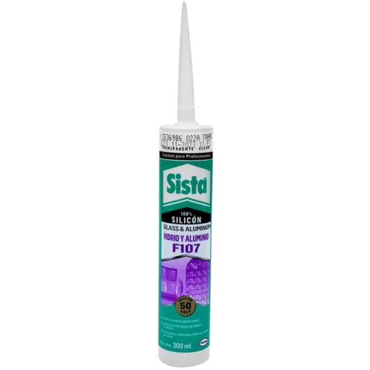 Silicón Sista F107 Vidrio Y Aluminio Transparente 300 Ml 2677061 Henkel