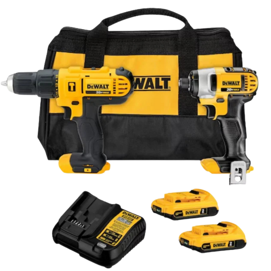 Taladro Percutor/Atornillador Inalámbrico De 1/2" (13Mm) Y Atornillador De Impacto 1/4" (6.35Mm) De 20V Max DCK222D2-B3 Dewalt
