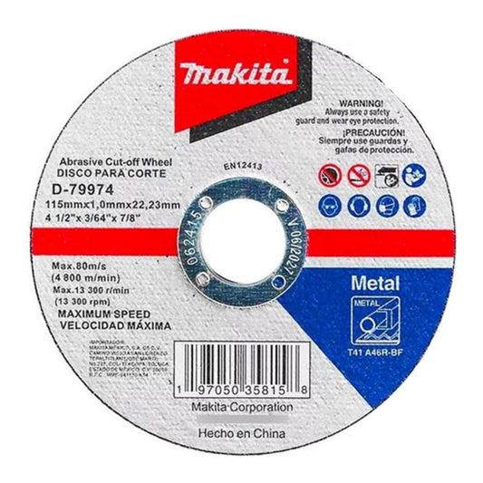 Caja Con 200 Pzs - Disco Abrasivo Para Corte De Acero 4-1/2 x 7/8 x 1,0 mm B79974 Makita $5.77 C/U