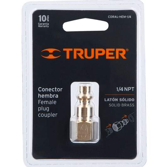 Conector Rápido De Latón Tipo F Cuerda 1/4' Npt Hembra 19082 Truper