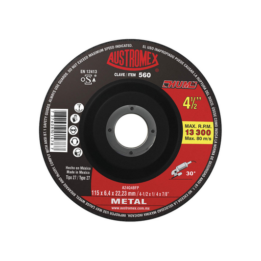 2070-Disco Abrasivo Para Debaste De Metal De 115 X 6.4 X 22.23 Mm 560 Austromex