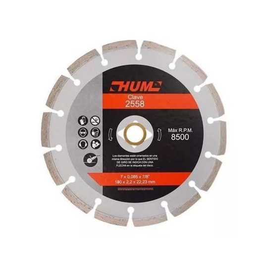 1990-Disco De Diamante De 180 X 2.2 X 22.23 Mm Para Corte De Materiales De Construcción 1507 Austromex