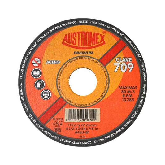 2031-Disco Abrasivo Para Corte De Acero Al Carbón De 115 X 1.0 X 22.23 Mm 709 Austromex