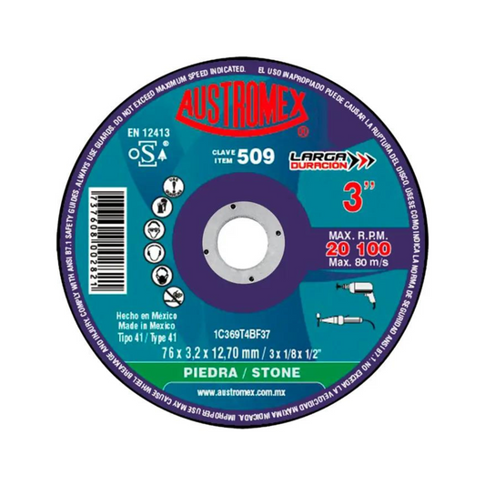 2172-Disco Abrasivo Para Corte De Piedra De 76 X 3.2 X 12.70 Mm 509 Austromex