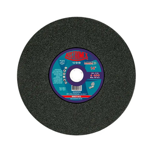 1911-Disco Abrasivo Para Corte De Todo Tipo De Acero Hierro Y Varilla De 350 X 3.2 X 25.40 Mm 519 Austromex