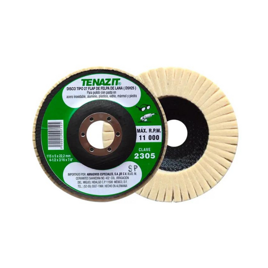 2025-Disco Laminado De Felpa Con Respaldo De Fibra De Vidrio De 115 X 5 X 22.2 Mm 2305 Austromex