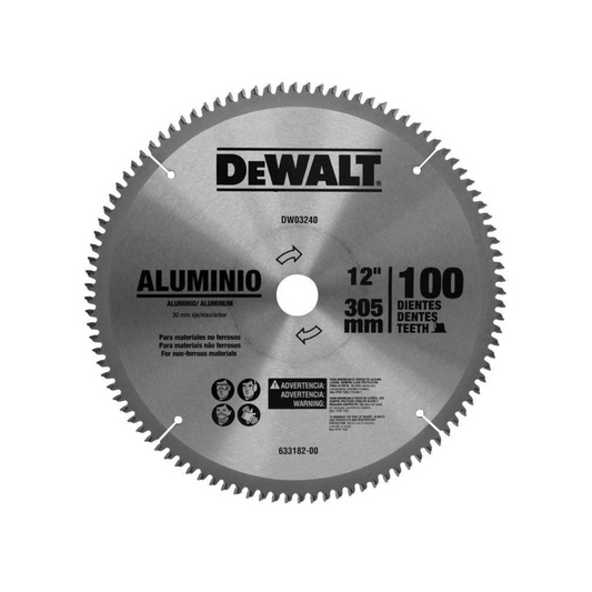 2131-Disco De Sierra 12" X 100 Dientes X 1" Con Adaptadores Para Aluminio DWA03240 Dewalt