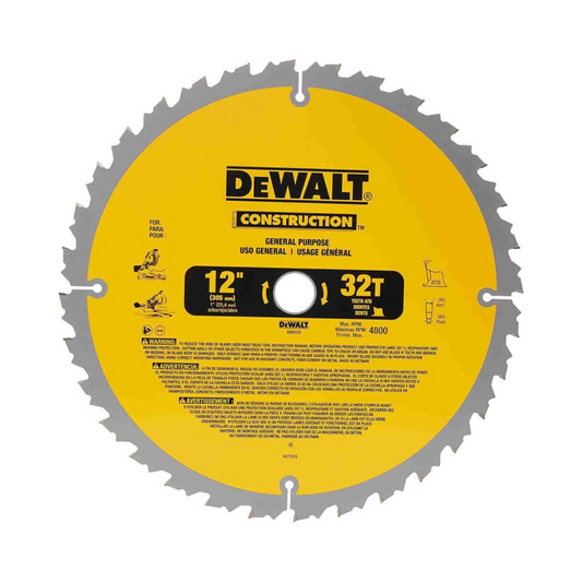 2132-Out Disco De Sierra Hoja Delgada 12" X 32 Dientes X 1" (Sustituto Dwa11240) DW3123 Dewalt