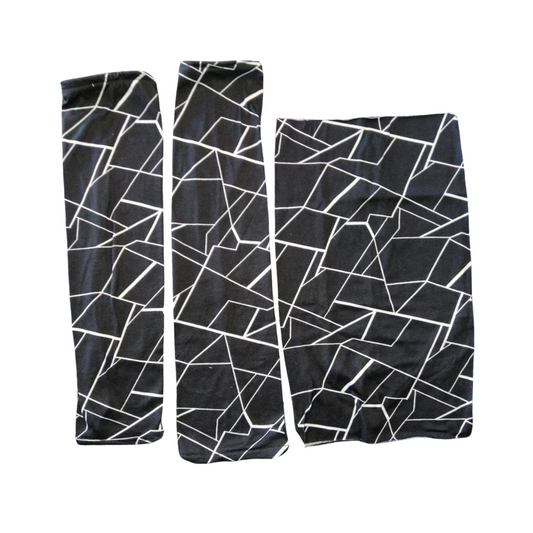 4663-Set 1 Bandana Y 2 Mangas Estampados Cristal Negro Band SBMESTCNEG Roy Band