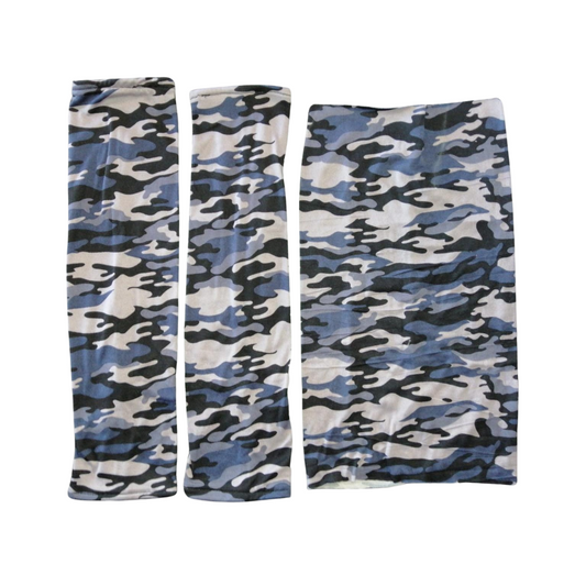 4669-Set 1 Bandana Y 2 Mangas Estampados Militar Azul Band SBMESTMILITARA Roy Band