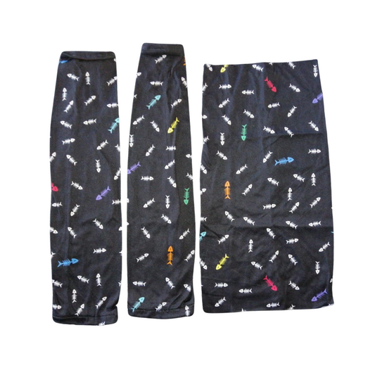4671-Set 1 Bandana Y 2 Mangas Estampados Peces Band SBMESTPECES Roy Band