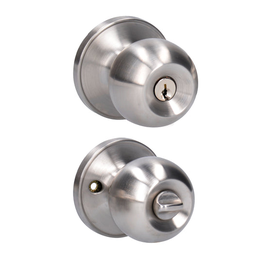 Pomo Tubular Bola Función Recámara, Acero Inoxidable, Llave Estándar, Blíster Lock DS