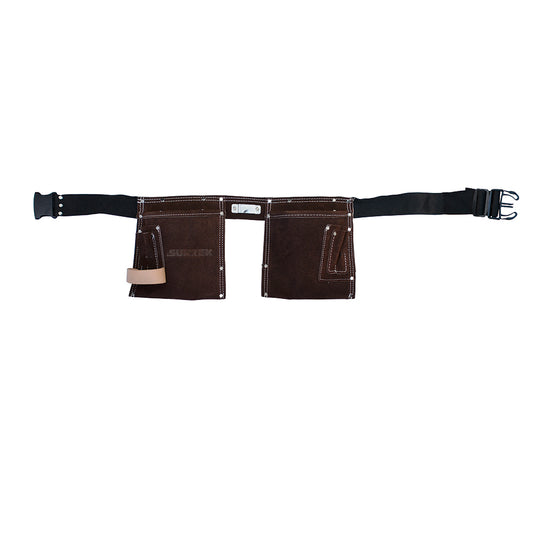 Portaherramientas Doble De Carnaza Con Cinturón, 10 Bolsillos Surtek DS