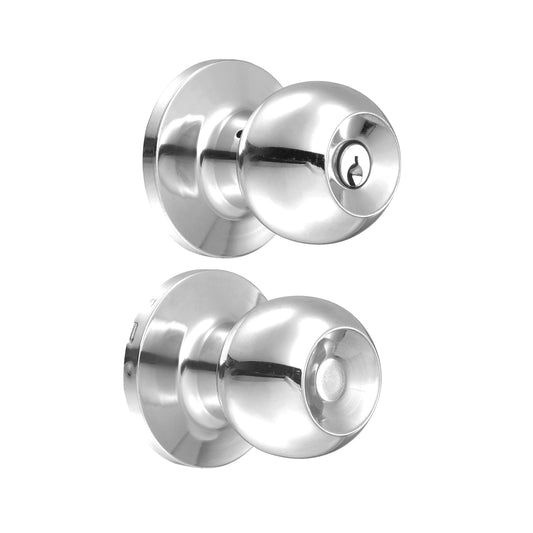 Pomo Tubular Bola Función Entrada, Acero Inoxidable, Llave Estándar, Blíster Lock DS